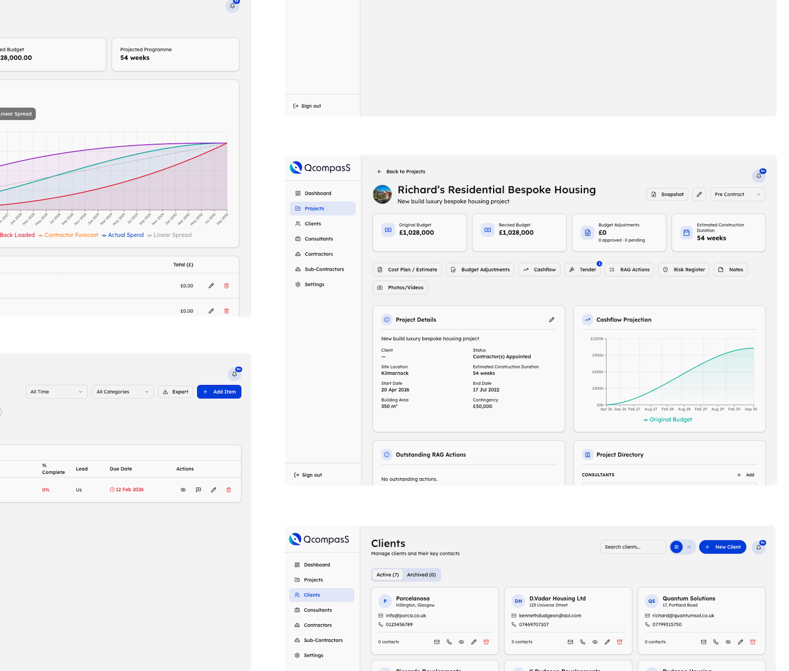 QcompasS connected project screens